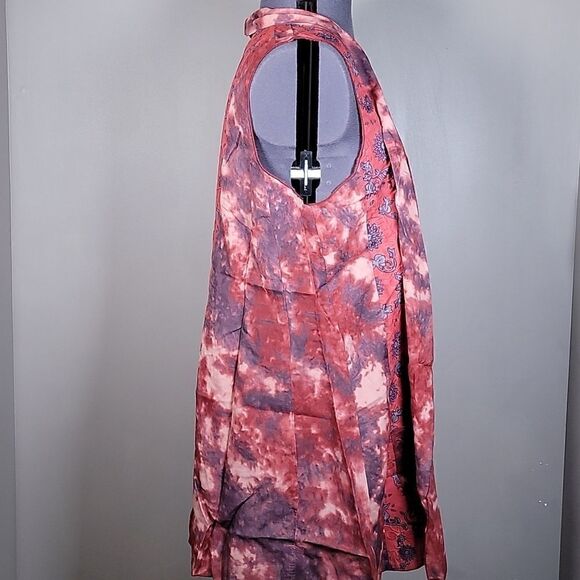 NWOT LOGO by Lori Goldstein Woven Tie-Dye Vest with Print Cotton Panels Sz M - Picture 4 of 12